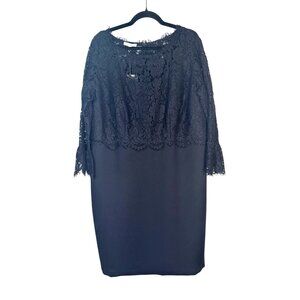 NWT Black RSVP By Talbots Size 14 Lace Overlay Dress Polyester Nylon Cotton